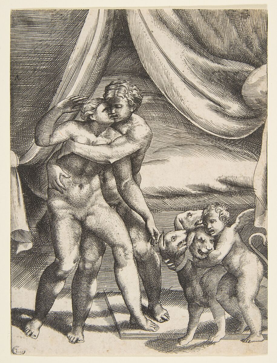 Pluto and Proserpine, from "The Loves of the Gods", Giulio Bonasone (Italian, active Rome and Bologna, 1531–after 1576), Engraving 