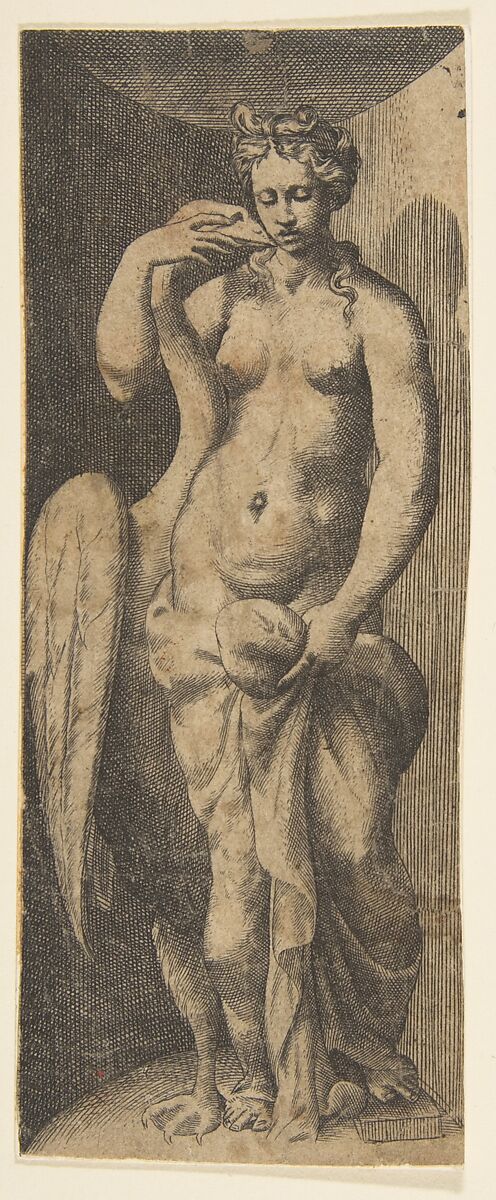 Leda and the swan, Giulio Bonasone (Italian, active Rome and Bologna, 1531–after 1576), Engraving 