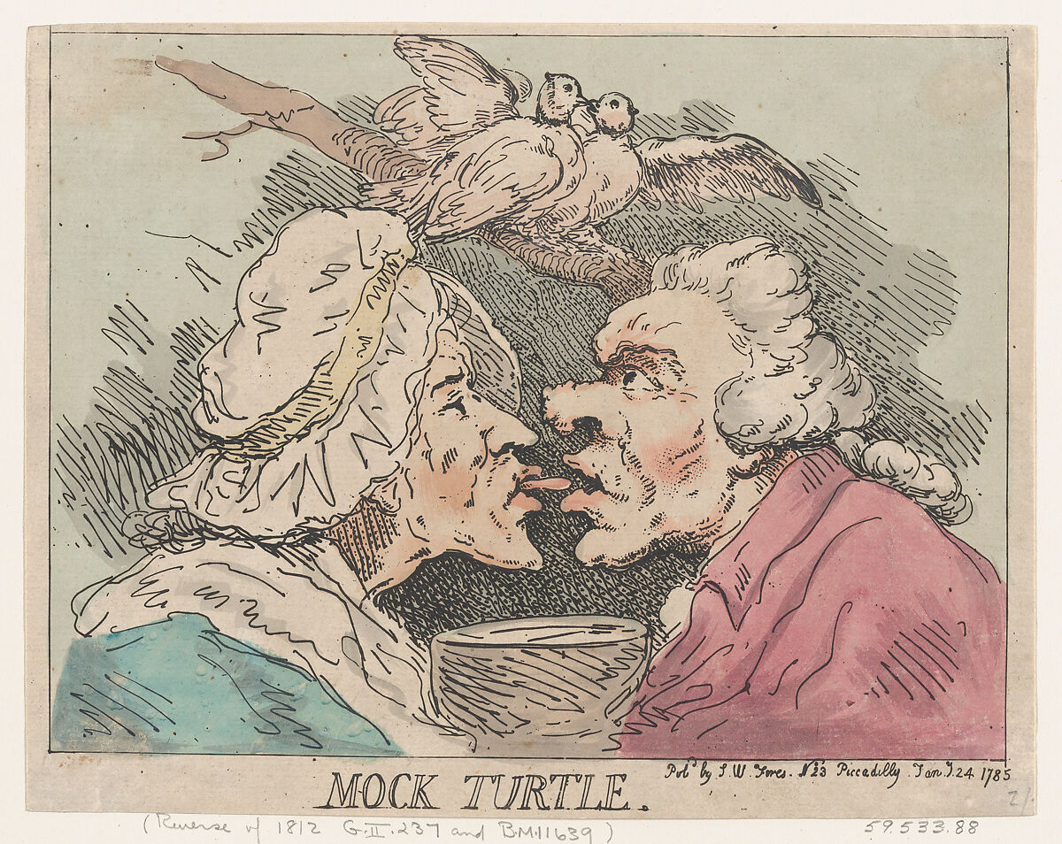 Mock Turtle, Thomas Rowlandson (British, London 1757–1827 London), Hand-colored etching 
