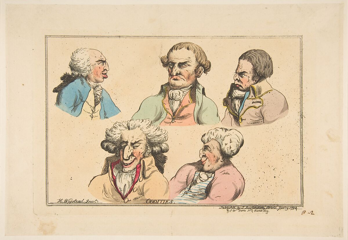 Oddities, Thomas Rowlandson (British, London 1757–1827 London), Hand-colored etching 