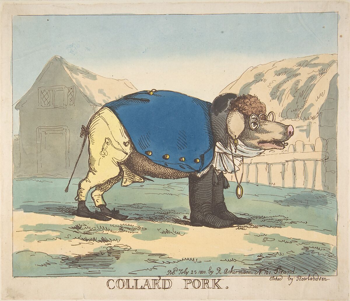 Collar'd Pork, Thomas Rowlandson (British, London 1757–1827 London), Hand-colored etching 