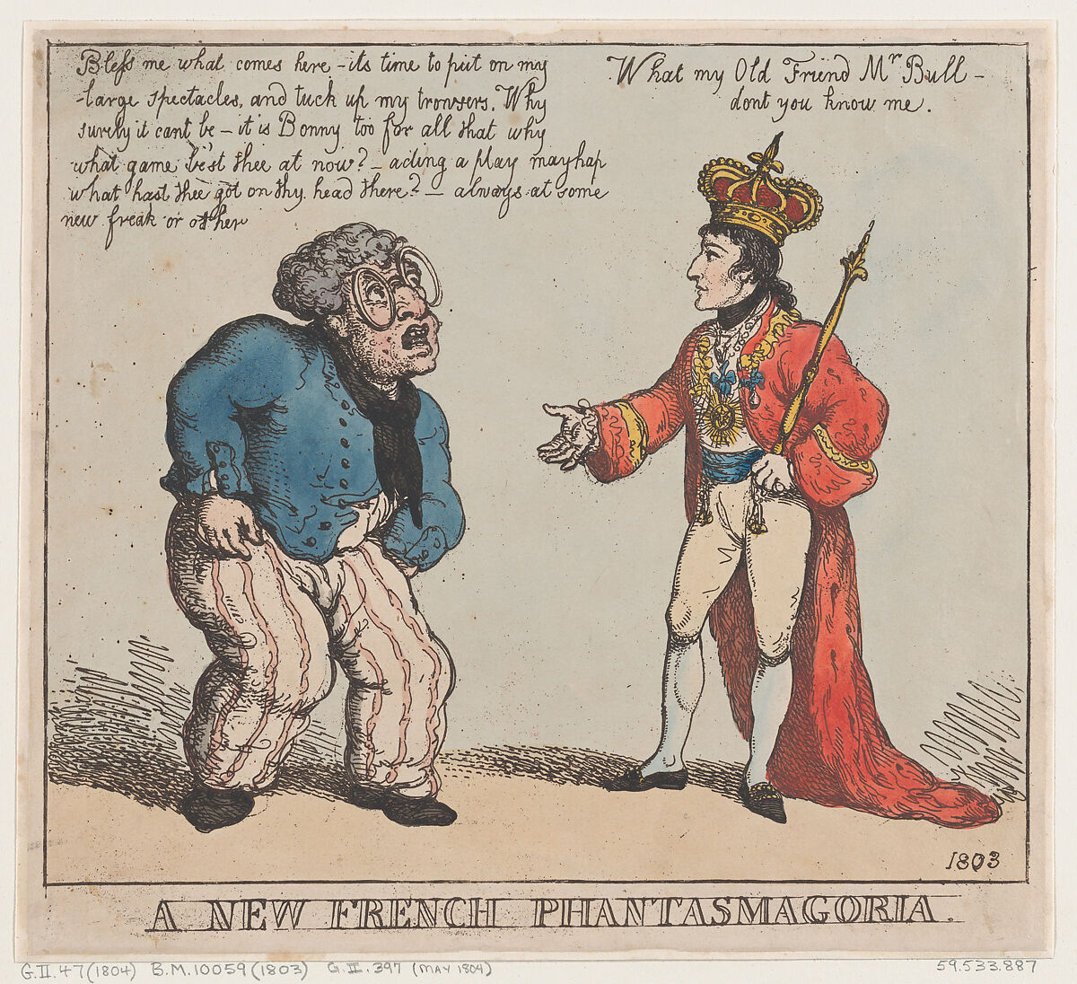 A New French Phantasmagoria, Thomas Rowlandson (British, London 1757–1827 London), Hand-colored etching 