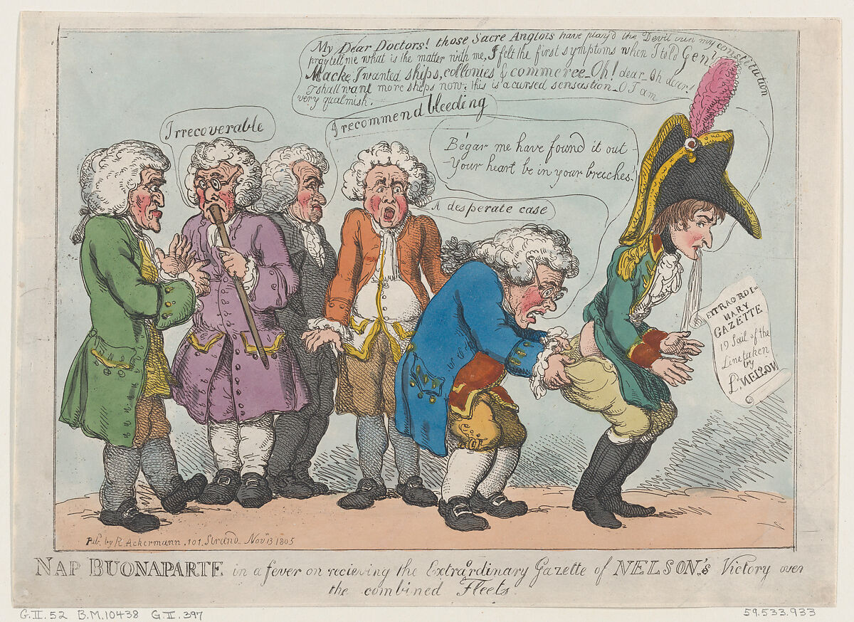 Thomas Rowlandson | Nap Buonaparte in a Fever on Receiving the ...