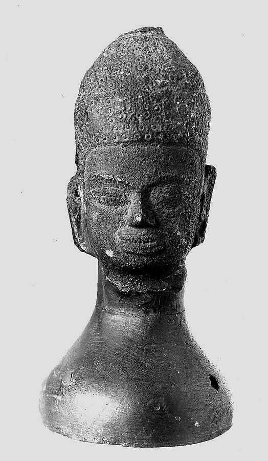 Head of a Warrior, Bronze, Cambodia 