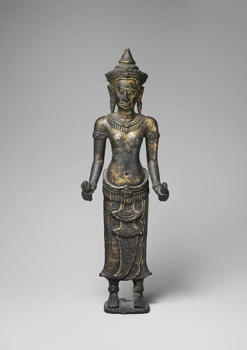 Standing Lakshmi(?), Bronze with gilt, Cambodia or Thailand 