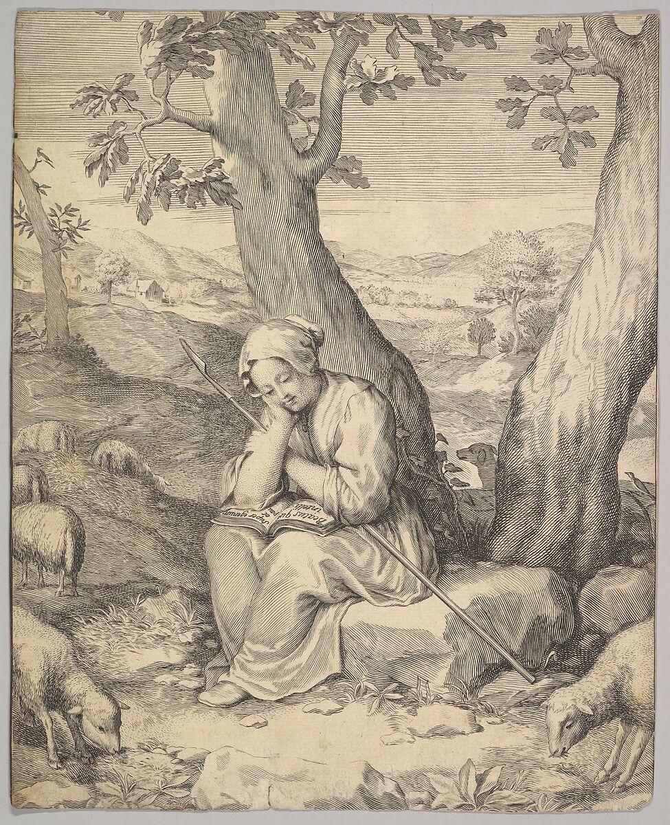 St. Genevieve, Claude Mellan (French, Abbeville 1598–1688 Paris), Engraving; reverse copy 