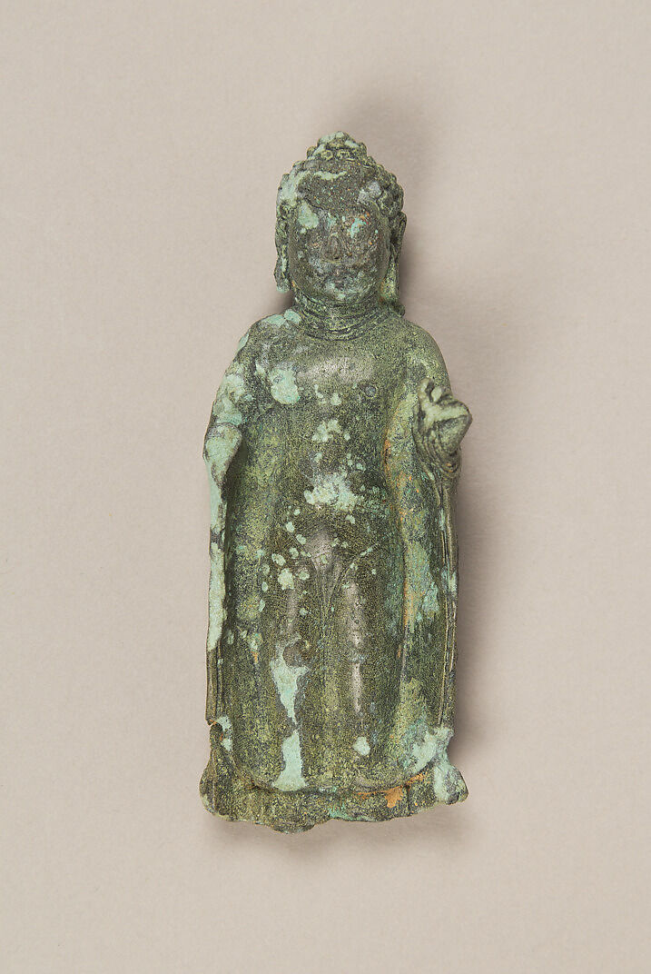 Fragment of a Small Standing Buddha, Bronze, Indonesia (Kalimantan) 