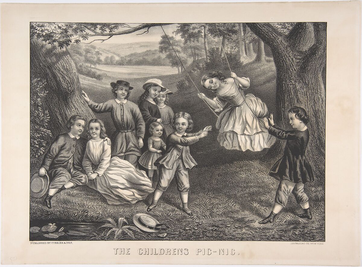 The Children's Pic-Nic, Currier &amp; Ives (American, active New York, 1857–1907), Lithograph 
