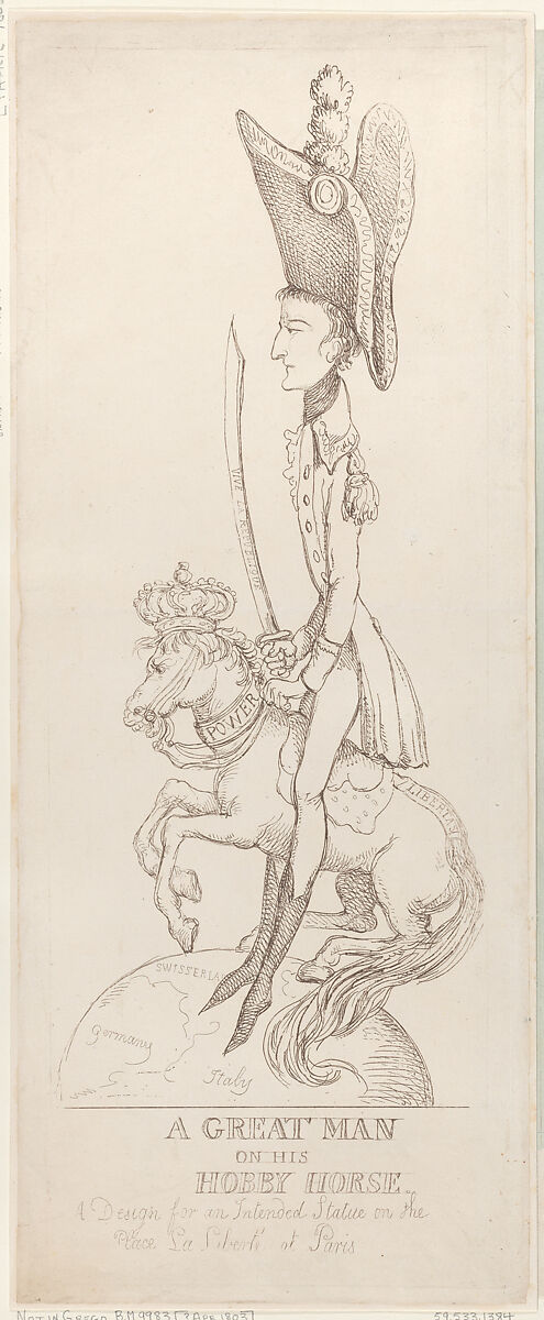 A Great Man on His Hobby Horse, Thomas Rowlandson (British, London 1757–1827 London), Etching