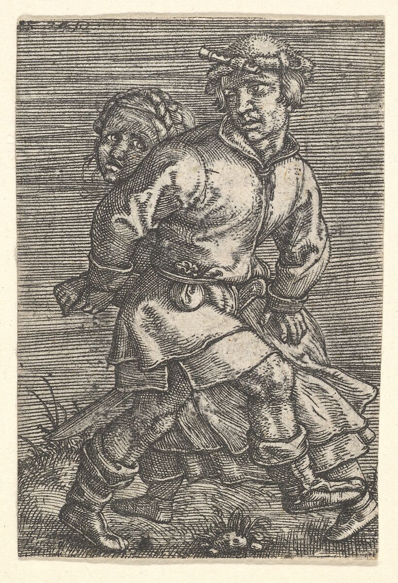 Peasant Couple Dancing, Barthel Beham (German, Nuremberg ca. 1502–1540 Italy), Engraving; second state 