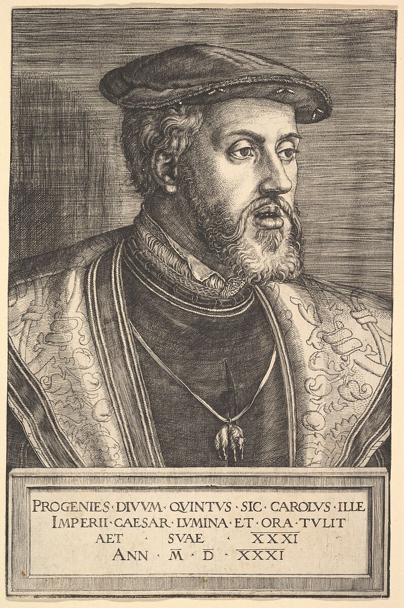 Emperor Charles V, Barthel Beham (German, Nuremberg ca. 1502–1540 Italy), Engraving; third of four states 