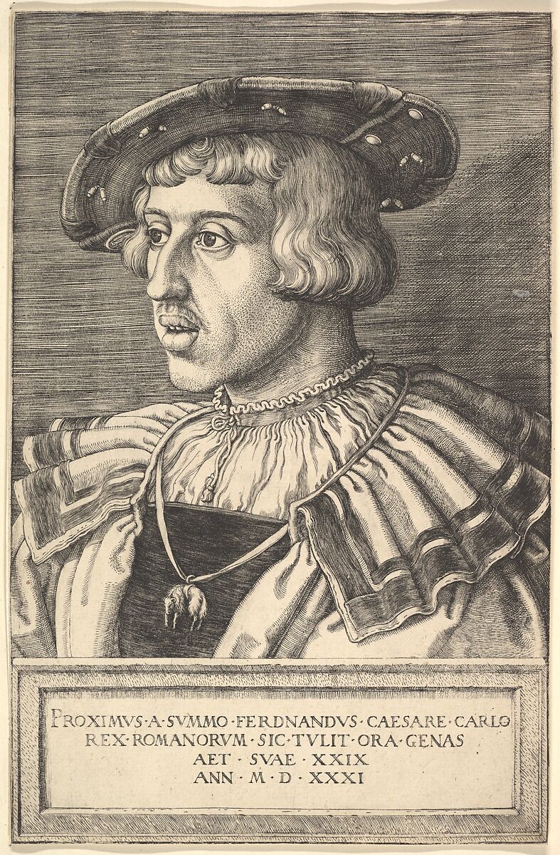Emperor Ferdinand I, Barthel Beham (German, Nuremberg ca. 1502–1540 Italy), Engraving; first of three states 