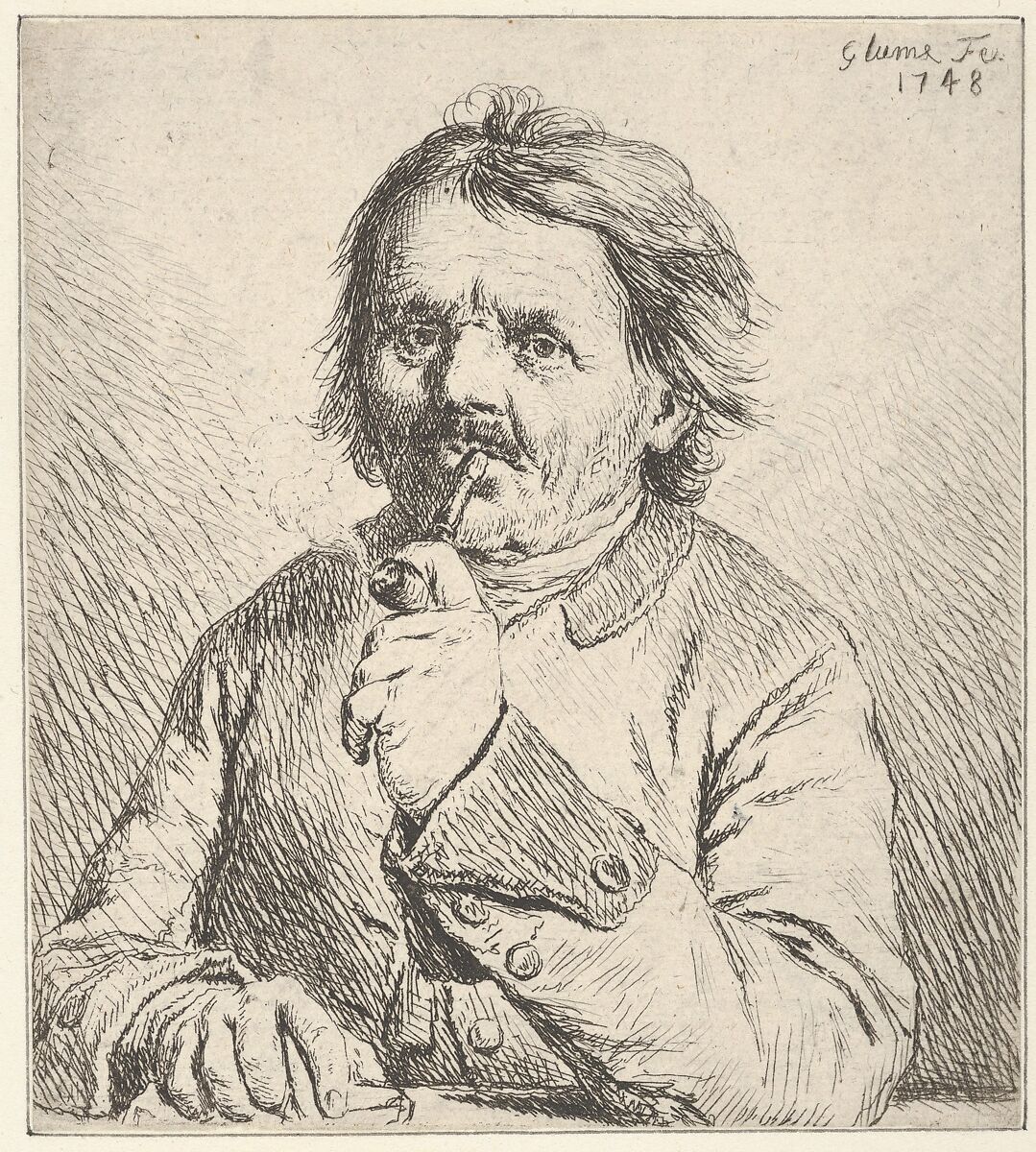 The Smoking Peasant, Johann Gottlieb Glume (German, Berlin 1711–1778 Berlin), Etching 