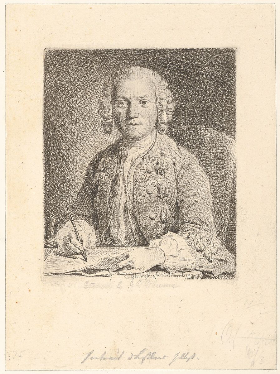 Self-Portrait, Johann Gottlieb Glume (German, Berlin 1711–1778 Berlin), Etching 