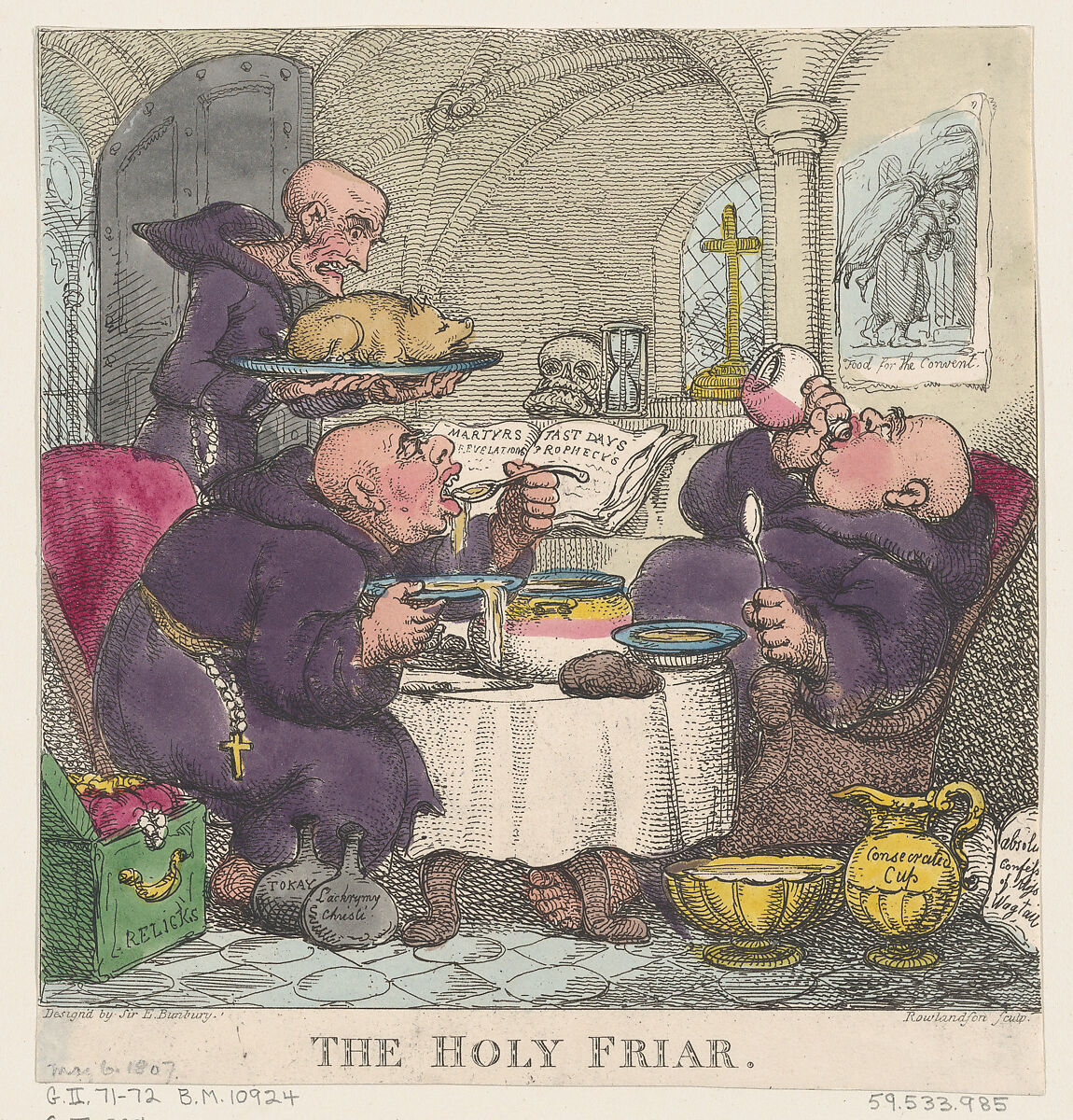 The Holy Friar, Thomas Rowlandson (British, London 1757–1827 London), Hand-colored etching 
