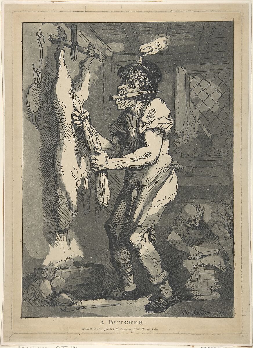 A Butcher, Thomas Rowlandson (British, London 1757–1827 London), Etching and aquatint 