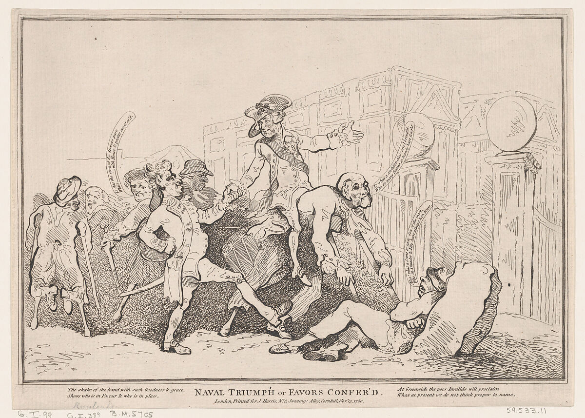 Naval Triumph, or Favors Conferred, Thomas Rowlandson (British, London 1757–1827 London), Etching 