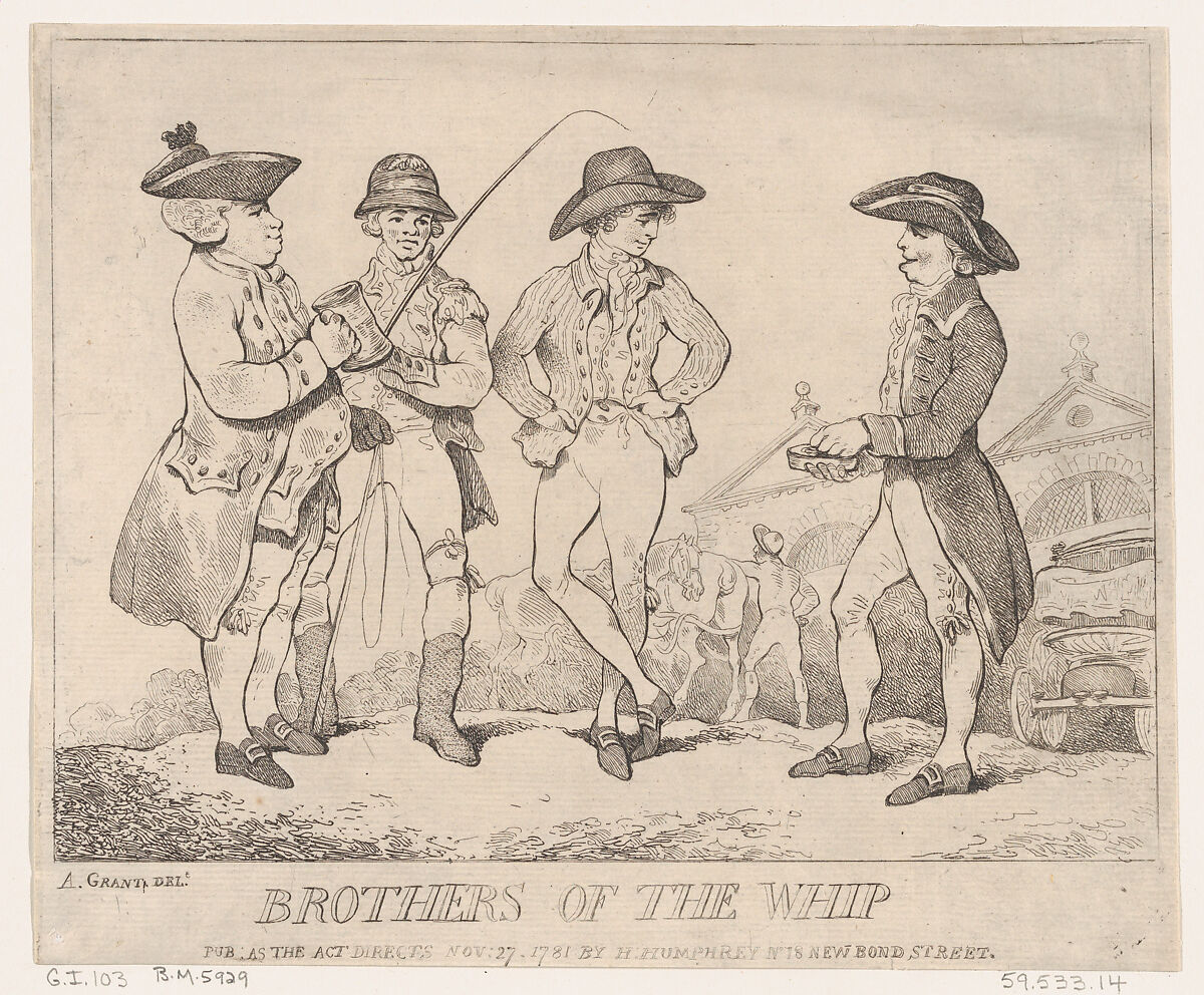 Brothers of the Whip, Thomas Rowlandson (British, London 1757–1827 London), Etching 