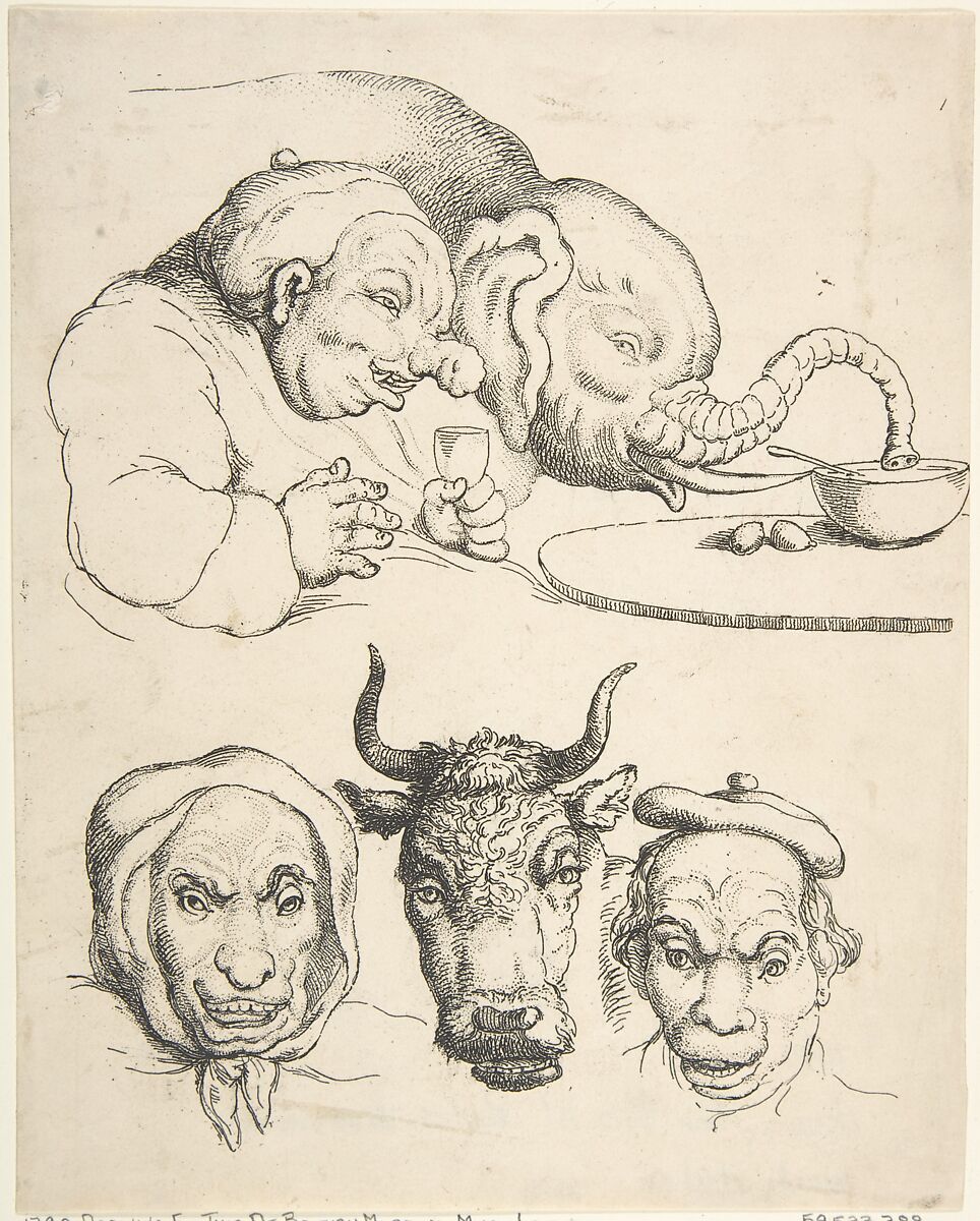 Comparative Anatomy, Thomas Rowlandson (British, London 1757–1827 London), Etching 