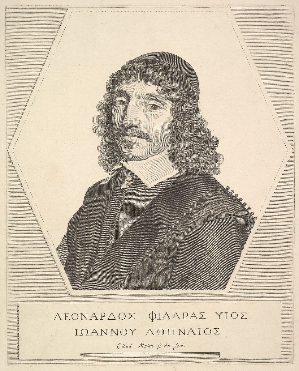 Portrait of Leonardos Philaras, Claude Mellan (French, Abbeville 1598–1688 Paris), Engraving; second state of four (BN) 