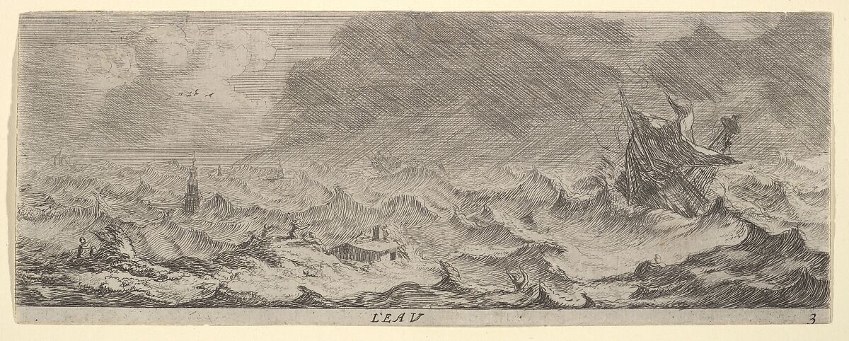 L'Eau, from The Elements, Reinier Nooms, called Zeeman (Dutch, Amsterdam ca. 1623–1664 Amsterdam), Etching; second state 