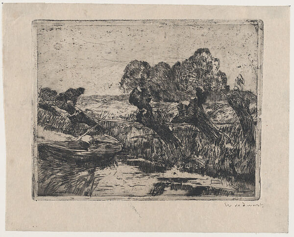 Willows, Willem de Zwart (Dutch, The Hague 1862–1931 The Hague), Etching, drypoint, and plate tone printed on japan vellum 