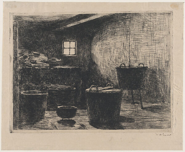 Interior of a Kitchen, Willem de Zwart (Dutch, The Hague 1862–1931 The Hague), Etching and drypoint printed on japan vellum 