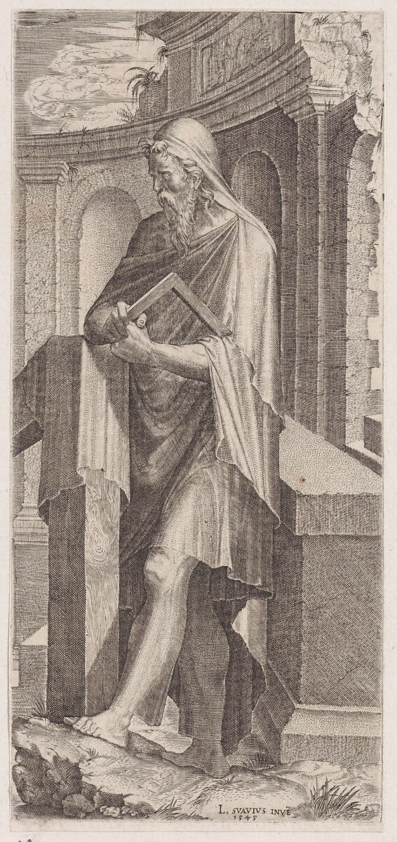 St. Judas Thaddaeus, from "Christ, the Twelve Apostles and St. Paul", Lambert Suavius (Netherlandish, ca. 1510–by 1576), Engraving 
