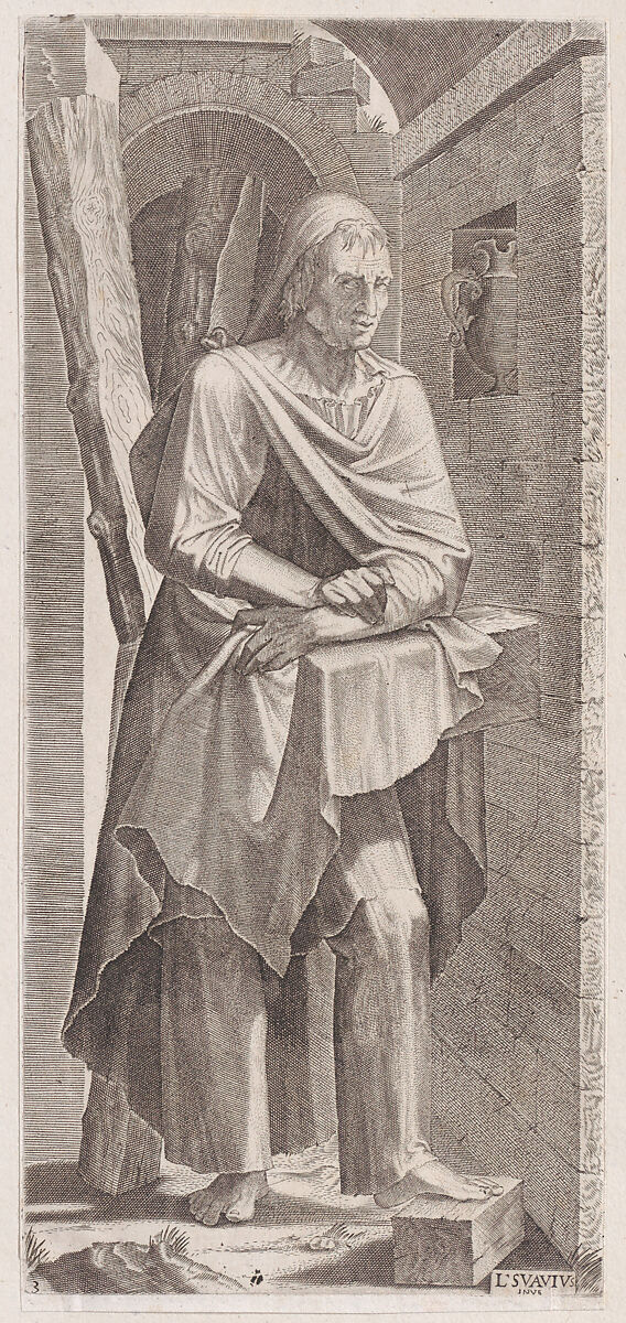 St. Andrew, from "Christ, the Twelve Apostles and St. Paul", Lambert Suavius (Netherlandish, ca. 1510–by 1576), Engraving; second state of three 