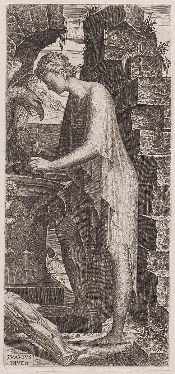St. John the Evangelist, from "Christ, the Twelve Apostles and St. Paul", Lambert Suavius (Netherlandish, ca. 1510–by 1576), Engraving 