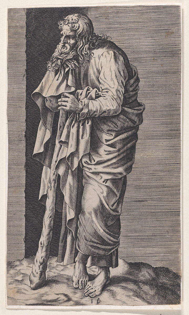 St. Jacob Minor, from "Christ and the Apostles", Attributed to Lambert Suavius (Netherlandish, ca. 1510–by 1576), Engraving; backed with a print by J. A. Fridrich 
