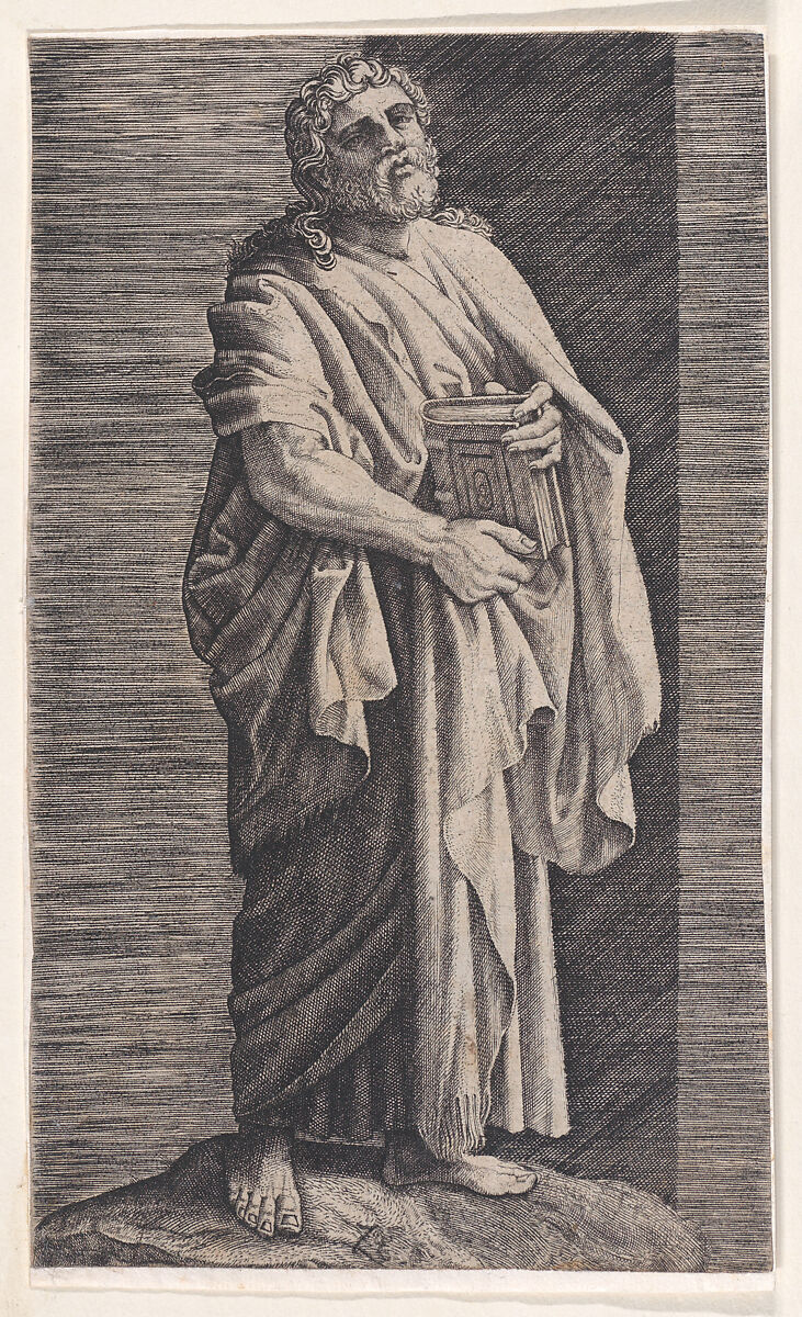 St. Philipp, from "Christ and the Apostles", Attributed to Lambert Suavius (Netherlandish, ca. 1510–by 1576), Engraving; backed with a print by J. A. Fridrich 
