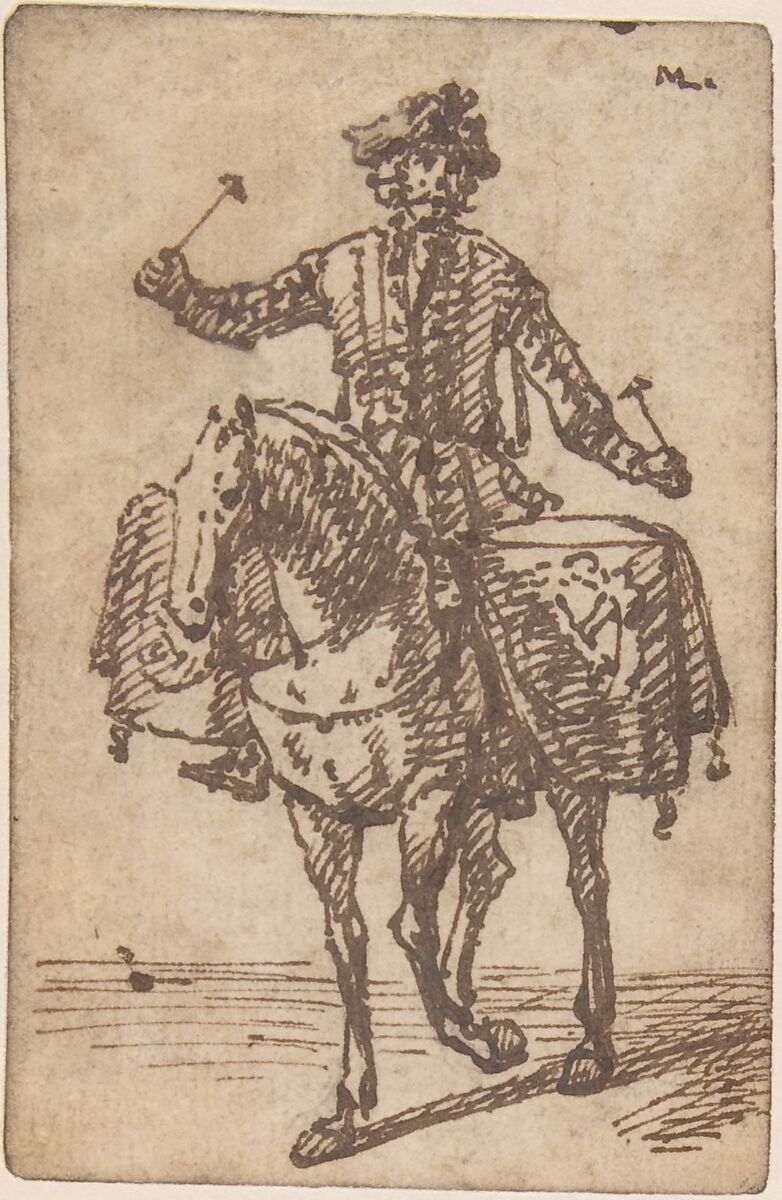 A mounted drummer from the front, Marcellus Laroon the Elder (French, The Hague 1653–1702 Surrey), Pen and brown ink 