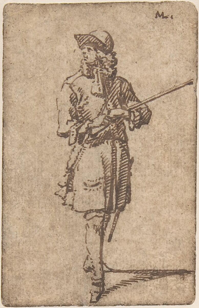 A sportsman with a gun, Marcellus Laroon the Elder (French, The Hague 1653–1702 Surrey), Pen and brown ink 