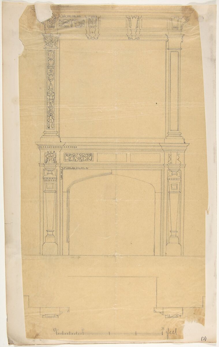 Design for a Chimneypiece, Anonymous, British, 19th century, Graphite