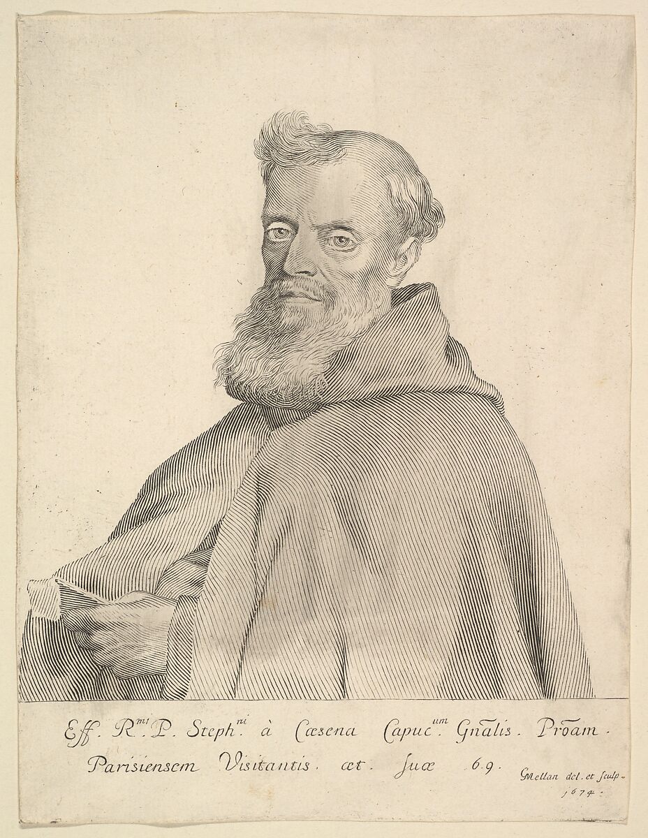 Le Père Étienne de Cesena, Claude Mellan (French, Abbeville 1598–1688 Paris), Engraving; first state of two (BN) 