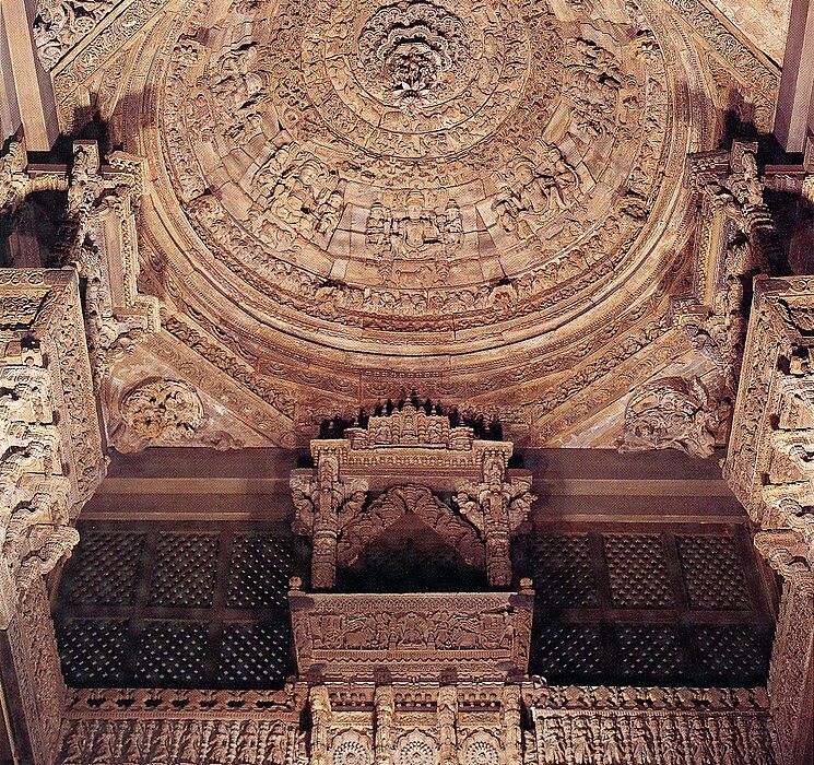 Architectural Ensemble from a Jain Meeting Hall, Teak with traces of color, India (Gujarat, Patan)