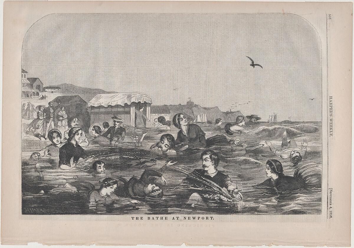 The Bathe at  Newport (from "Harper's Weekly," Vol. II), After Winslow Homer (American, Boston, Massachusetts 1836–1910 Prouts Neck, Maine), Wood engraving 