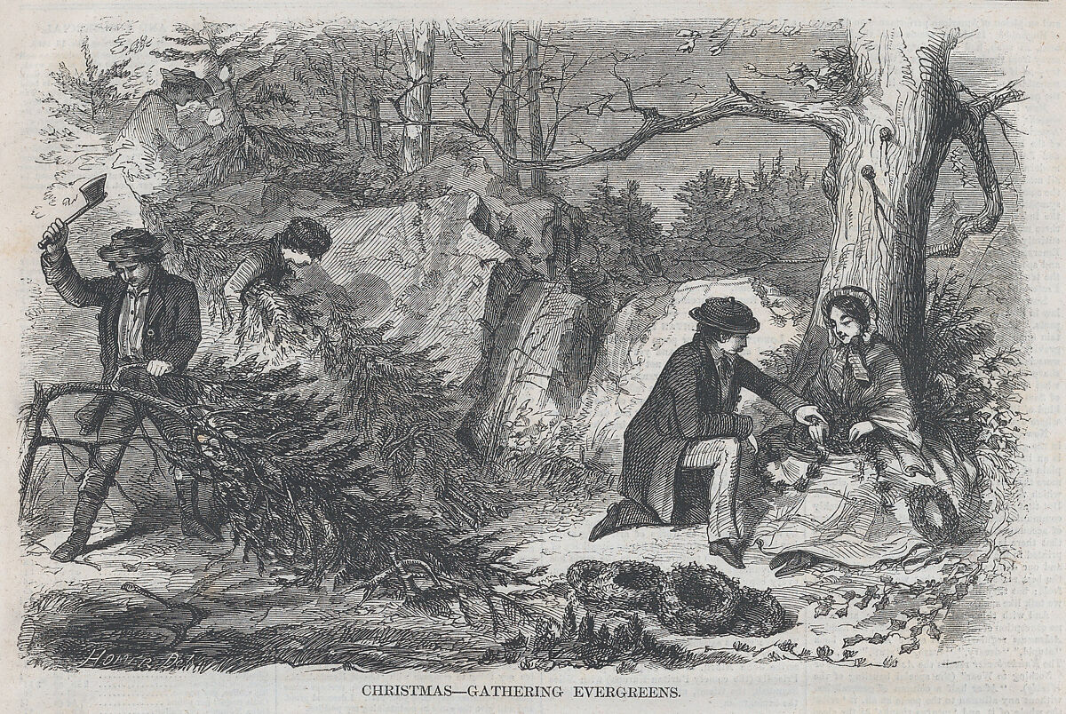 Christmas – Gathering Evergreens (from "Harper's Weekly," Vol. II), After Winslow Homer (American, Boston, Massachusetts 1836–1910 Prouts Neck, Maine), Wood engraving
