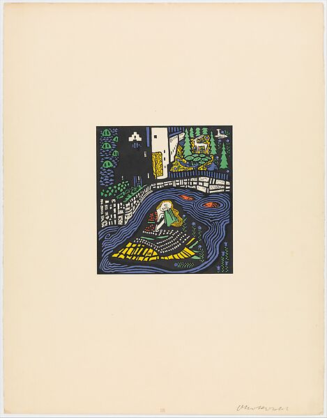 Schlafende Frau (Sleeping Woman), from the series Die Träumenden Knaben (The Dreaming Boys), Written by Oskar Kokoschka (Austrian, Pöchlarn 1886–1980 Montreux), Color lithograph with tempera and gouache 