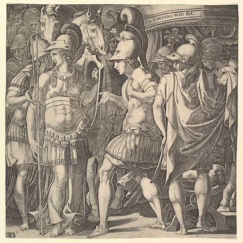 Alexander welcoming Thalestris and the Amazons