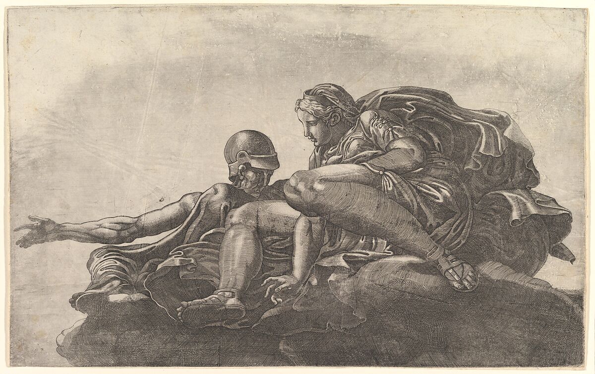 Two Gods on a Cloud, Attributed to Master FG (Italian, active mid-16th century), Engraving 