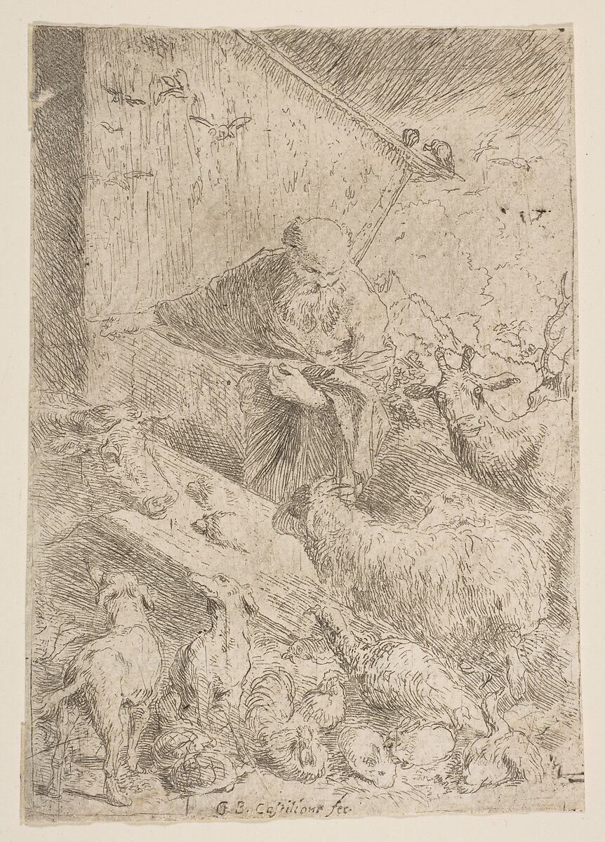 Noah letting the animals into the ark, Giovanni Benedetto Castiglione (Il Grechetto) (Italian, Genoa 1609–1664 Mantua), Etching 