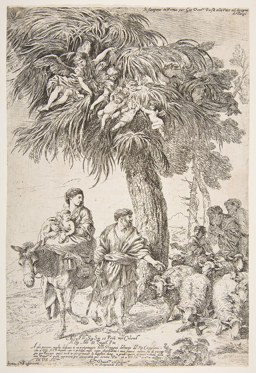 The Holy Family on their flight into Egypt, Giovanni Benedetto Castiglione (Il Grechetto) (Italian, Genoa 1609–1664 Mantua), Etching 