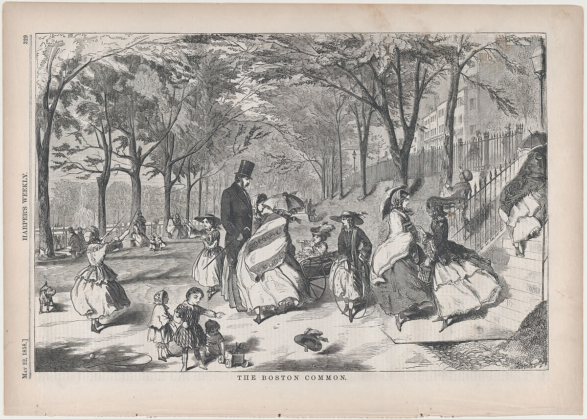 The Boston Common (from "Harper's Weekly," Vol. II), After Winslow Homer (American, Boston, Massachusetts 1836–1910 Prouts Neck, Maine), Wood engraving 