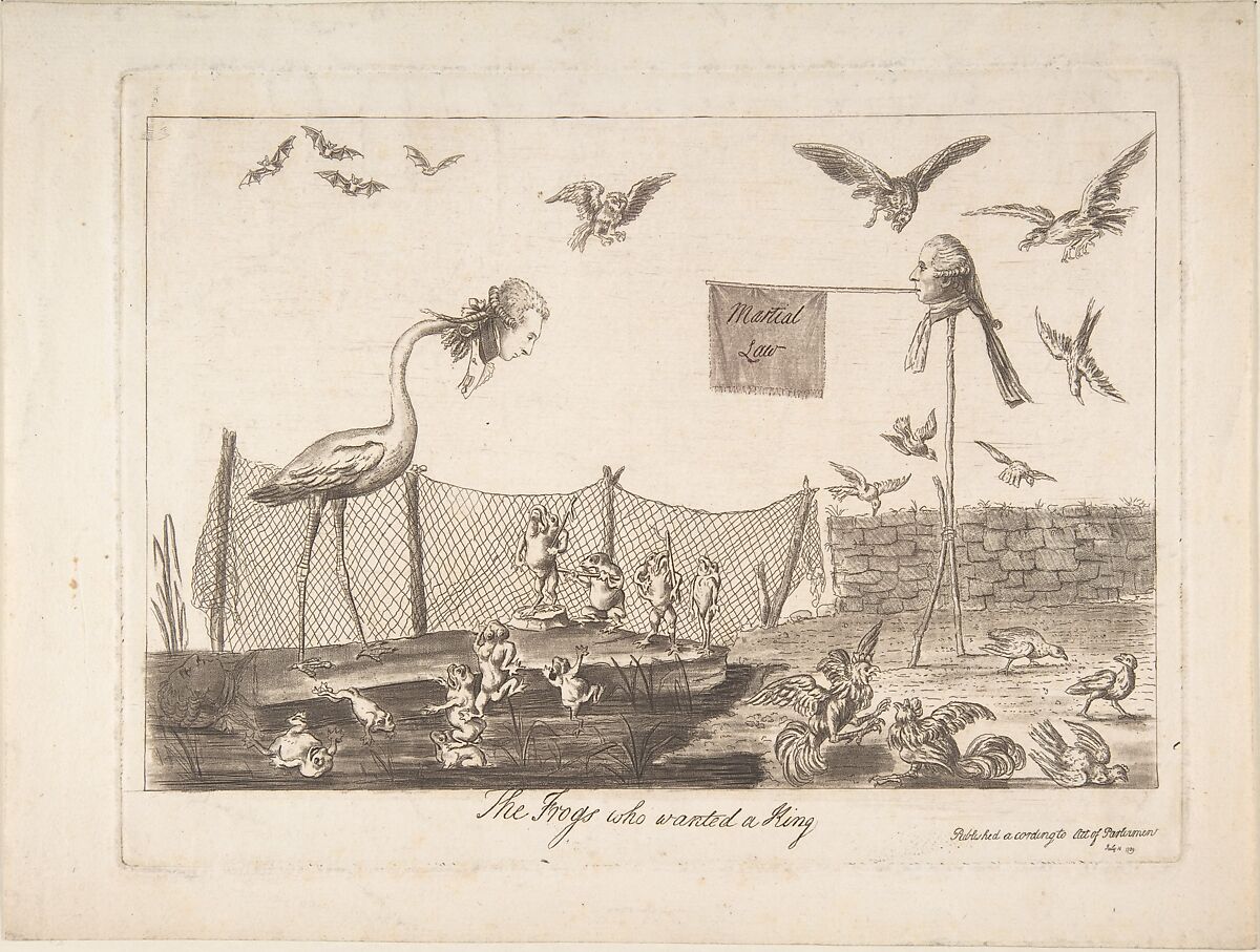 The Frogs Who Wanted a King, Anonymous, British, 18th century, Aquatint, etching and roulette