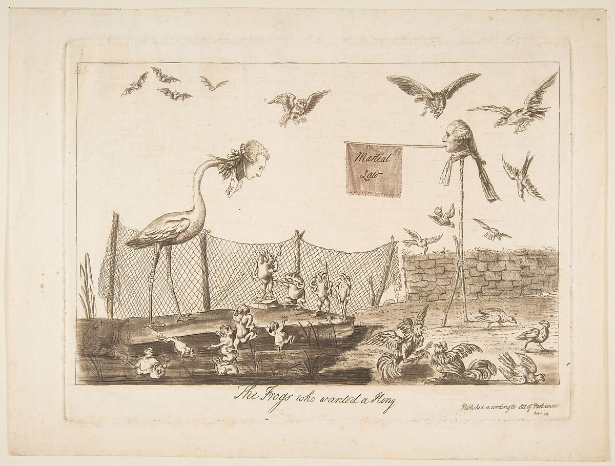 The Frogs Who Wanted a King, Anonymous, British, 18th century, Aquatint, etching and roulette 