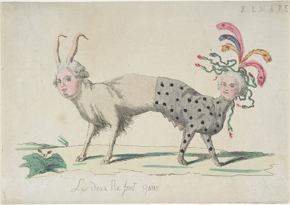 The Two Are But One (Les deux ne font qu'un), Anonymous, French, 18th century, Hand-colored etching 