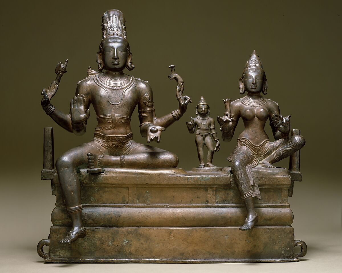 Shiva, Uma, and Their Son Skanda (Somaskandamurti), Copper alloy, India (Tamil Nadu)