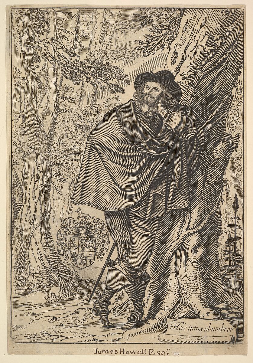 James Howell Standing in a Forest, Claude Mellan (French, Abbeville 1598–1688 Paris), Engraving of the head, collar, hat and hand by Mellan; the rest etched by Bosse. Fourth state of four (BN) 